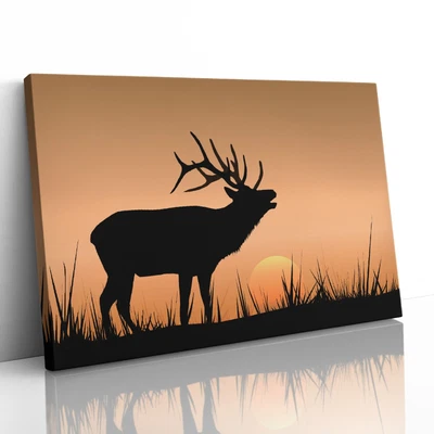 £124.95 • Buy Deer Stag Antlers Canvas Print Picture Framed Wall Art Poster Sunrise Animal