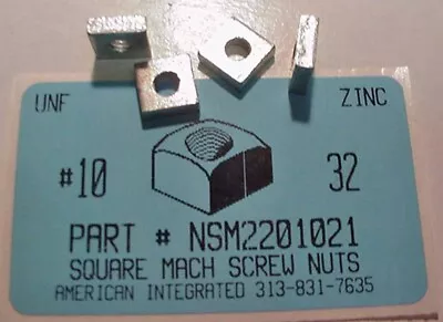 #10-32 Square Machine Screw Nuts Steel Zinc Plated 3/8 Af X 1/8 Th (50) • $9.75