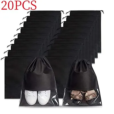 £9.39 • Buy 20Pcs Travel & Daily Shoe Bag Large Non-Woven Drawstring Shoes Storage Bags UK
