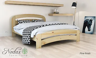 *NODAX* Wooden Pine King Size Bed 5ft Wooden Bed Frame&Slats'F10'_COLOURS • £365