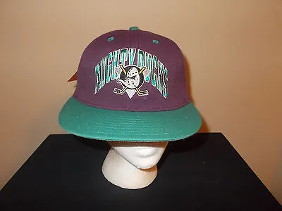 VTG-RARE 1990s Anaheim Mighty Ducks Annco BIG Double Logo Wool Fitted Hat Sku10 • $73.38