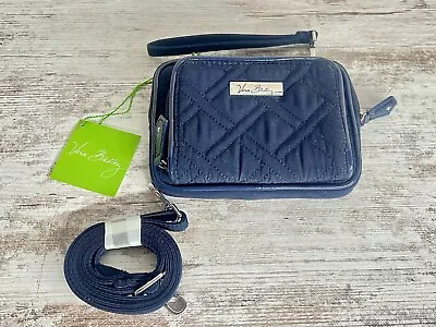 VERA BRADLEY NEW  On The Square  Crossbody Wristlet Classic Navy Multi Zip • $28.99