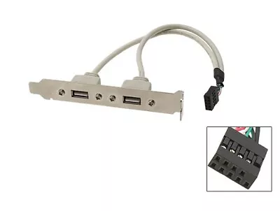 2 Port USB 2.0 Rear Bracket Extension For PC Motherboard - 12 Inch • $2.25