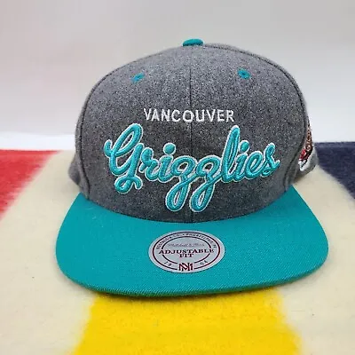 Mitchell & Ness Memphis Grizzlies Gray Blue Wool Script Snapback NBA Hat Cap New • $25