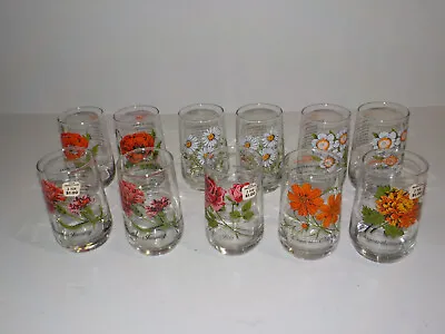 $99.99 • Buy 11 Vintage 70s Brockway Flower Of The Month Collection Glasses Tumblers