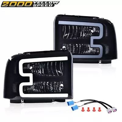 Fit For 05-07 Ford F250 F350 F450 F550 Super Duty Smoke/Black LED DRL Headlights • $79.53