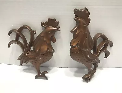 2 Vintage Farmhouse Rooster Metal Wall  Decor  • $7.50