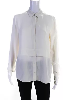 T Alexander Wang Women's Silk Long Sleeve Button Down Shirt White Size S • $38.41