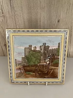 Antique Victorian 8  Mintons Views Tile  - Conwy Castle -  C.1885 Colour • £65