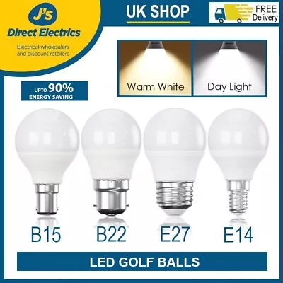 LED Golf Ball 4.9W=40Watt Bulbs Warm White Daylight White B22 B15 E27 E14 Lamp • £0.99