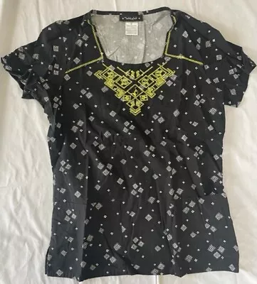 Baby Phat Black With White Design Pattern Scrubs Top- Size Medium • $5.70