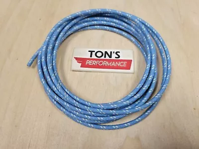 10 Feet Vintage Braided Cloth Covered Primary Wire 14 GA Gauge Blue W/ White • $7.95