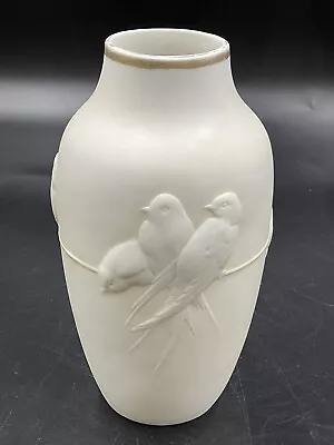 Original E. & A. MULLER C1890 GERMAN ART NOUVEAU White Porcelain Love Birds Vase • $539