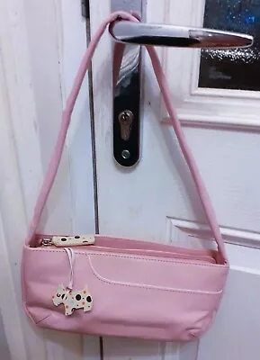 Radley Small Pink Genuine Leather Underarm Bag Handbag Good Condition • £17