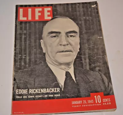 Vintage JAN 25 1943 Life Magazine - Eddie Rickenbacker On Cover • $4.95