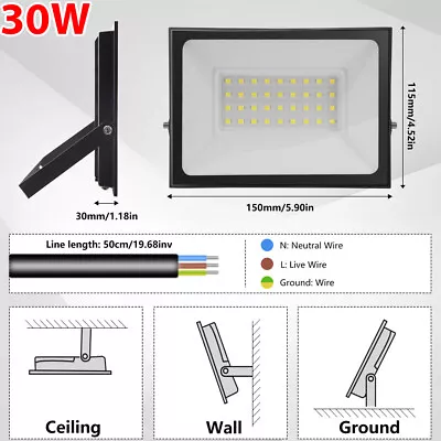 LED Flood Light 500W 300W 200W 100W 50W 30W 10W Watt Outdoor Lamp Spotlight 110V • $10.99