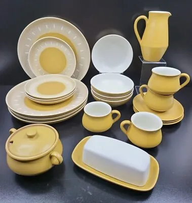 $249.67 • Buy 22 Pc Denby Langley Ode Dinner Bread Plates Bowls Sugar Cream Butter Vintage Lot