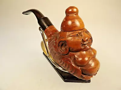 Buddha Carved Imported Briar Pipe Made In Italy Vulcanite Hard Rubber Stem • $9.99