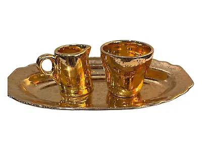 Vtg Warranted 22 Karat LIDO W. S. George Sugar & Creamer Set W/ Matching Tray • $49.99