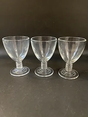 1930's ANCHOR HOCKING Set Of 3 Manhattan Cocktail Wine Glasses Depression Era  • $19