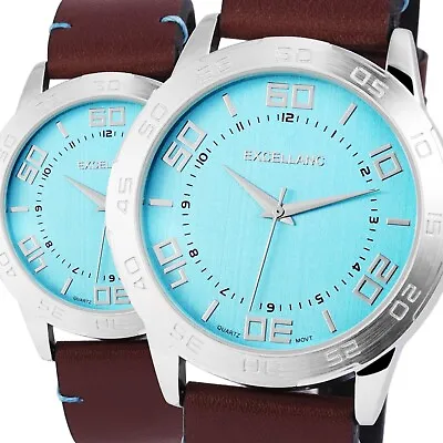 Excellanc Men's Watch Blue Braun Analogue Faux Leather Men's Quartz • $64.41