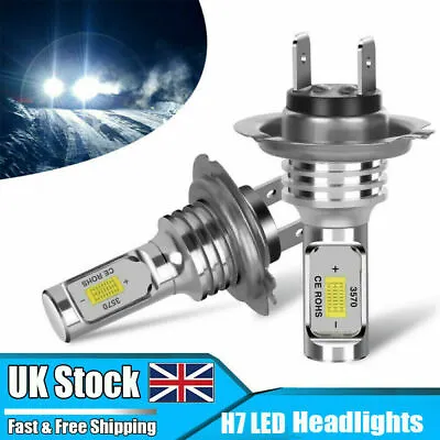 2X H7 LED Headlight Replace Xenon Hi/Low Beam Kit Bulbs 6000K Canbus Error Free • £8.99