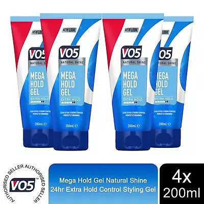 VO5 Mega Hold 24hr Extra Control Styling Gel 200ml Pack Of 4 • £11.49