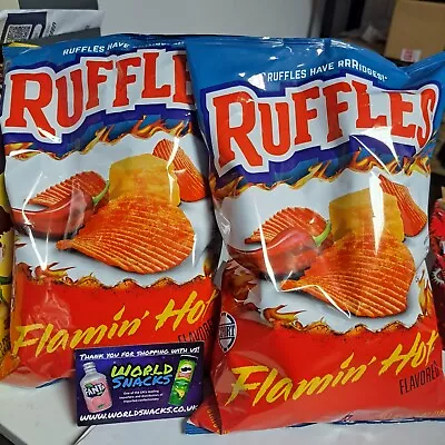 Ruffles Flamin Hot X2 184.6g Bags American Spicy Crisps Chips Imported Lays • £19.99