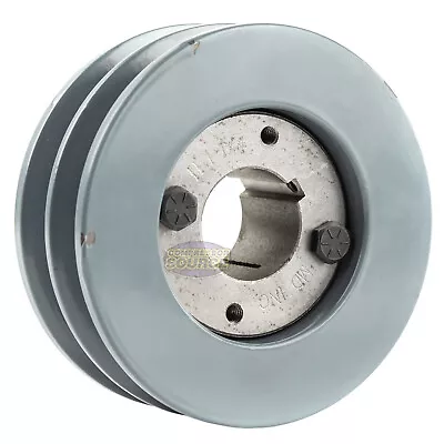 Cast Iron 4.5  Dual Groove Belt B Section 5L Pulley W/ 1-1/4  Sheave Bushing • $54.95