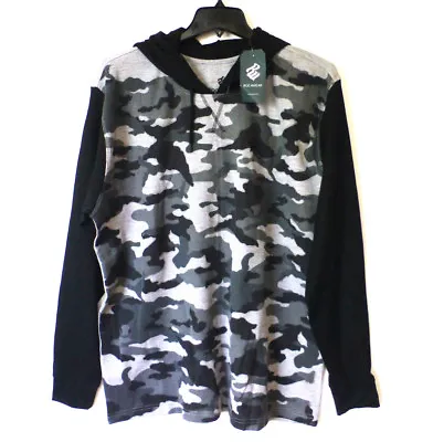 Rocawear Shirt Mens Medium Black & Gray Camo Slim Fit Hooded Thermal Shirt New • $20.66