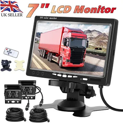 7  HD Monitor For Truck Horse Box +2x4Pin Reversing Back Up Rear View Camera Kit • £58.78