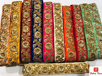 Indian Vintage Style Floral Pattern Trimming Dupion Silk Lace Haberdashery 1.5  • £3.75