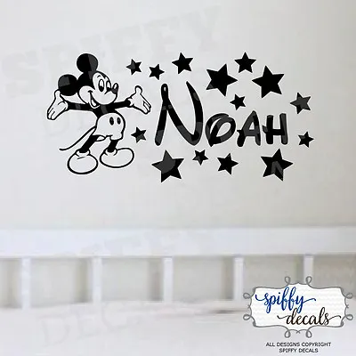 Mickey Mouse Personalized Name Custom Wall Decal Vinyl Sticker Walt Disney Stars • $13.40