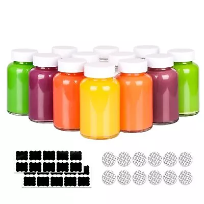 12 Pack 4 OZ Glass Shot Bottles With Caps 120 ML Empty Wellness Juice Shot Bo • $27.84