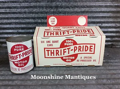 NOS - 1950’s THRIFT PRIDE Motor Oil 6 Pack Quart Can Carrier - High Point NC • $30