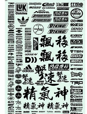 RC 1/10 DECALS JAPANESE Logo Sponsors DRIFT Decals Stickers 12x8 BLACK *NEW* • $11.49