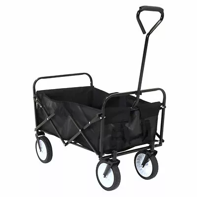 £54.75 • Buy Black Folding Garden Trolley Cart Wagon Pull Along Wheelbarrow Bag Heavy Duty
