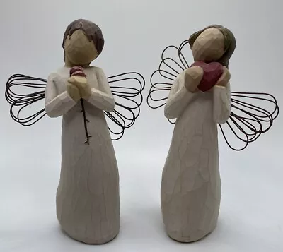 Pair Willow Tree Angel Of The Heart 2000 & Loving Angel 2002 5” • $14