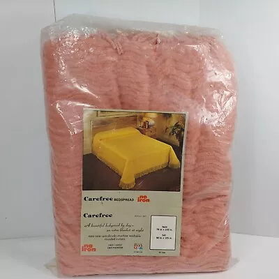 Vintage Carefree Pink Chenille Fringe Bedspread Full 90x105  New Sealed USA • $49.99