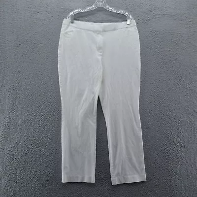 Chicos Womens Straight Leg Pants 2.5 Size 14 White High Rise Stretch Flat Front • $23.99