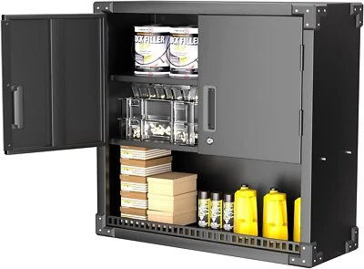 $116.99 • Buy Metal Wall Storage Cabinet With Shelf, Black Wall Cabinets With 2 Locking Door