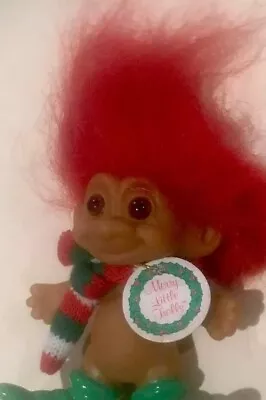 Vintage Merry Little Trolls Russ 3  Christmas Santa’s ELF Troll Red Hair W/tag • $11.50