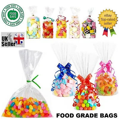 Clear Cellophane Cello Display Bags Large Small Sweets Candy Cake Pop Wrap Party • £1.99
