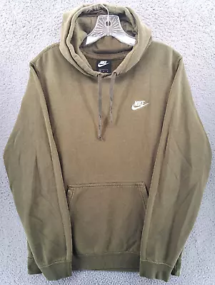 VINTAGE Nike Hoodie Sweatshirt Mens Medium Olive Green White Swoosh Logo 90s Y2K • $19.98