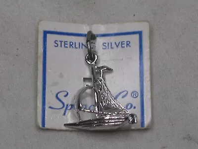 Vintage Spencer Co. Sterling Silver Yacht Sailboat Boat Nautical Pendant Charm • $15.30