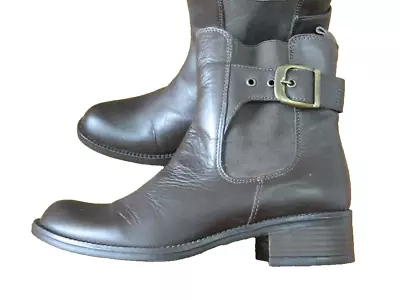 Lilley & Skinner Ladies Chelsea Ankle Biker Boots Brown Leather Size 3.5 / 36 • £13.99