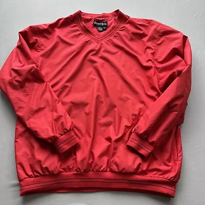 Footjoy Windshirt Mens L Red Pullover V Neck Windbreaker Lightweight Jacket • $14.99
