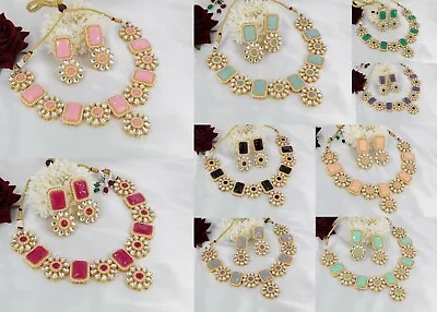 $22.77 • Buy Indian Bollywood Kundan Choker Bridal Wedding Necklace Set Fashion Jewelry