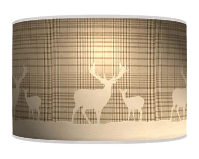 Deer Stag Check Plaid Tartan Beige Lamp Shade Handmade Lampshade Dz738 • £26.99