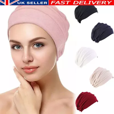 Women Ladies Hair Loss Scarf Cancer Chemo Cap Muslim Turban Hat Hijab Head Wrap- • £7.98
